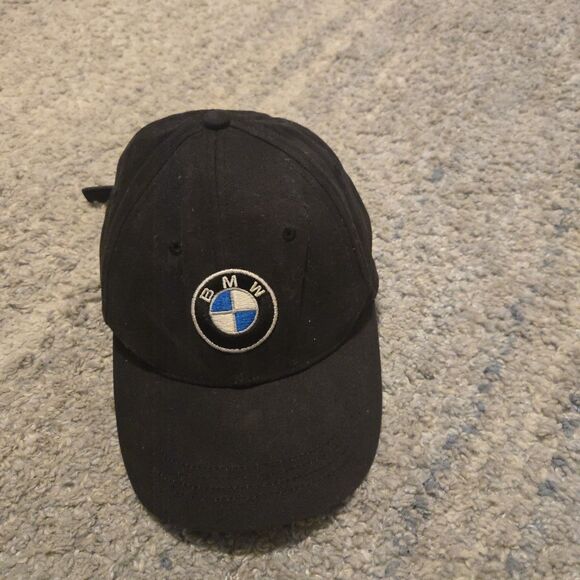BMW Black Adjustable Baseball Cap Hat Embroidered Logo - Picture 1 of 4